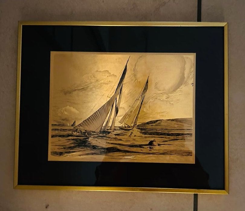 Dufex kunstdruk zeilboten – ingelijst, Ophalen of Verzenden