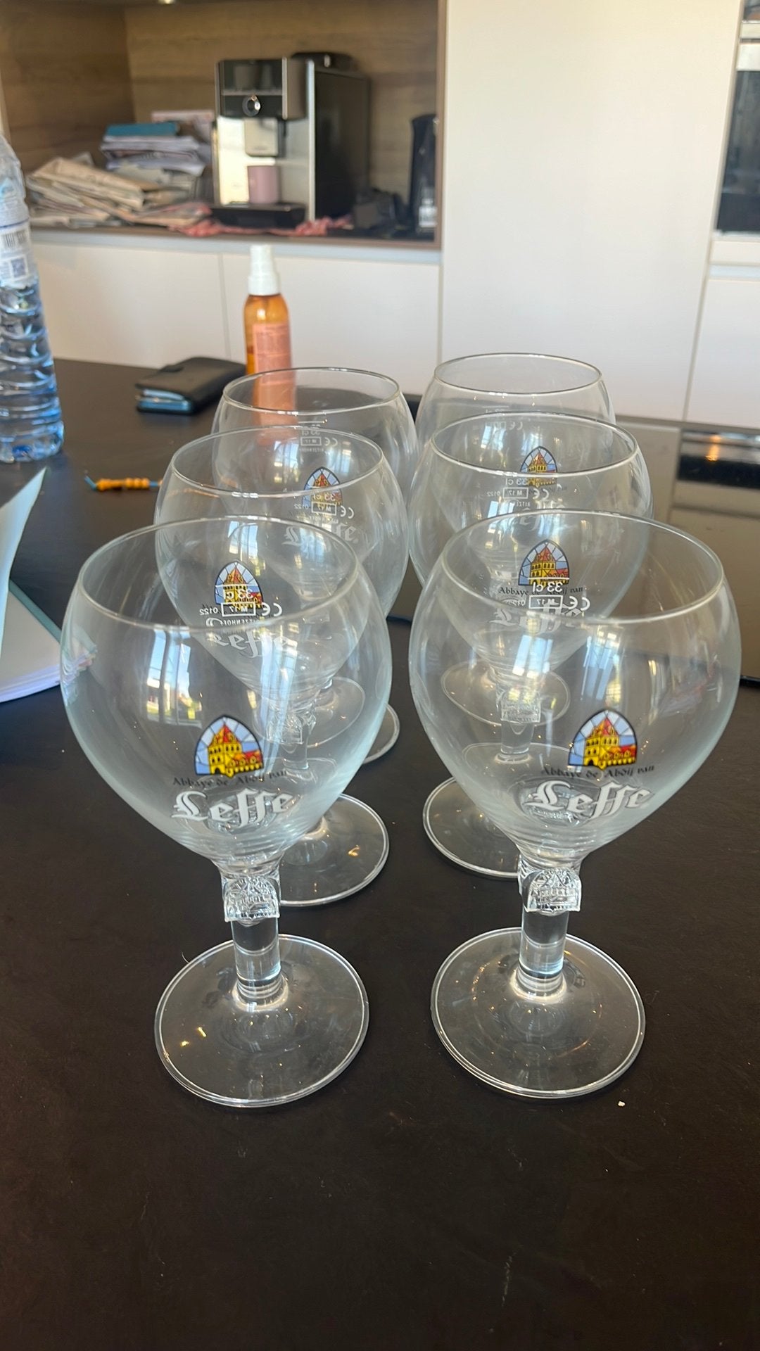 6 leffe glazen, Verzamelen, Ophalen, Zo goed als nieuw