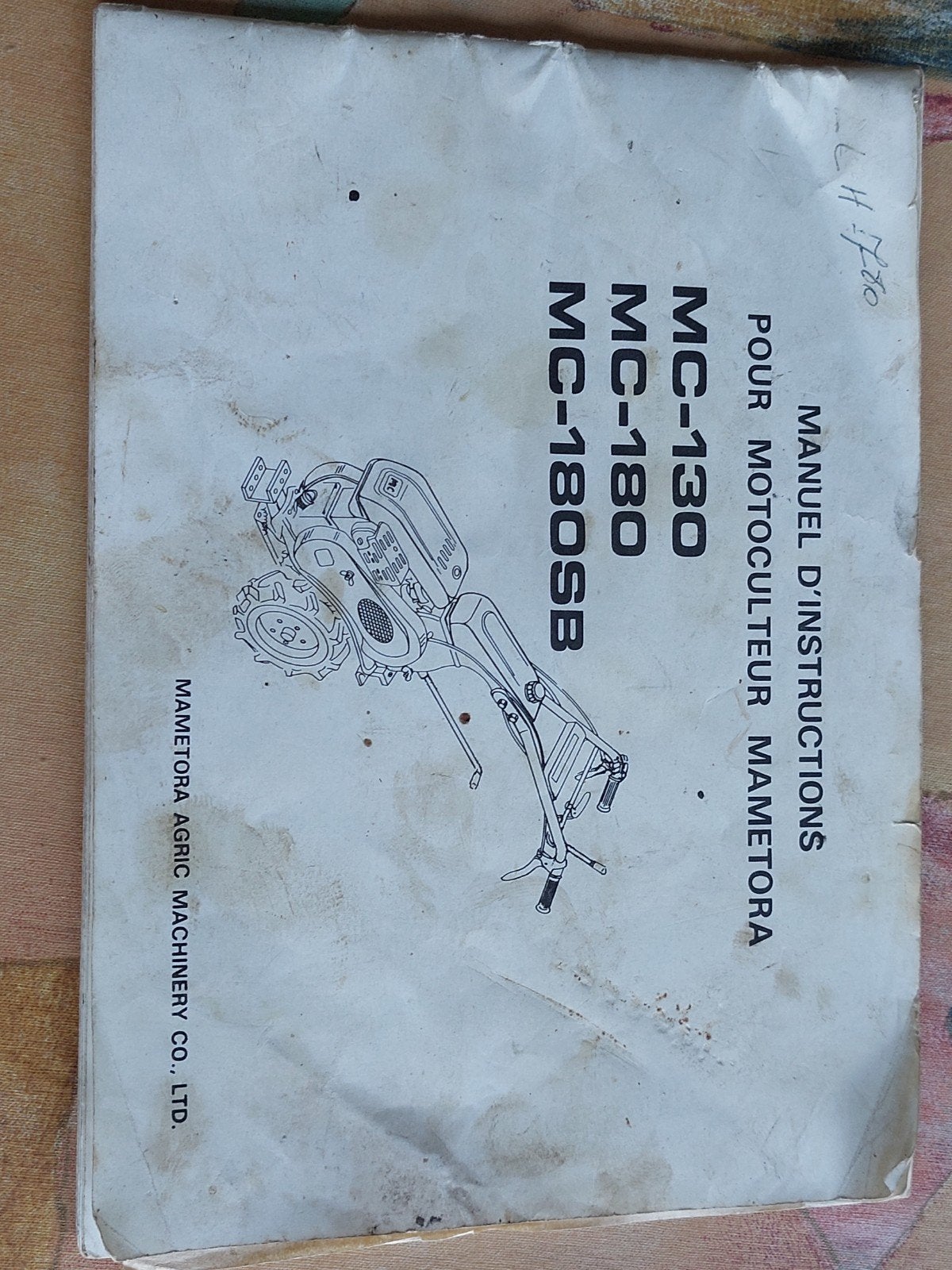 livre d'instruction motoculteur Mametora, Enlèvement ou Envoi