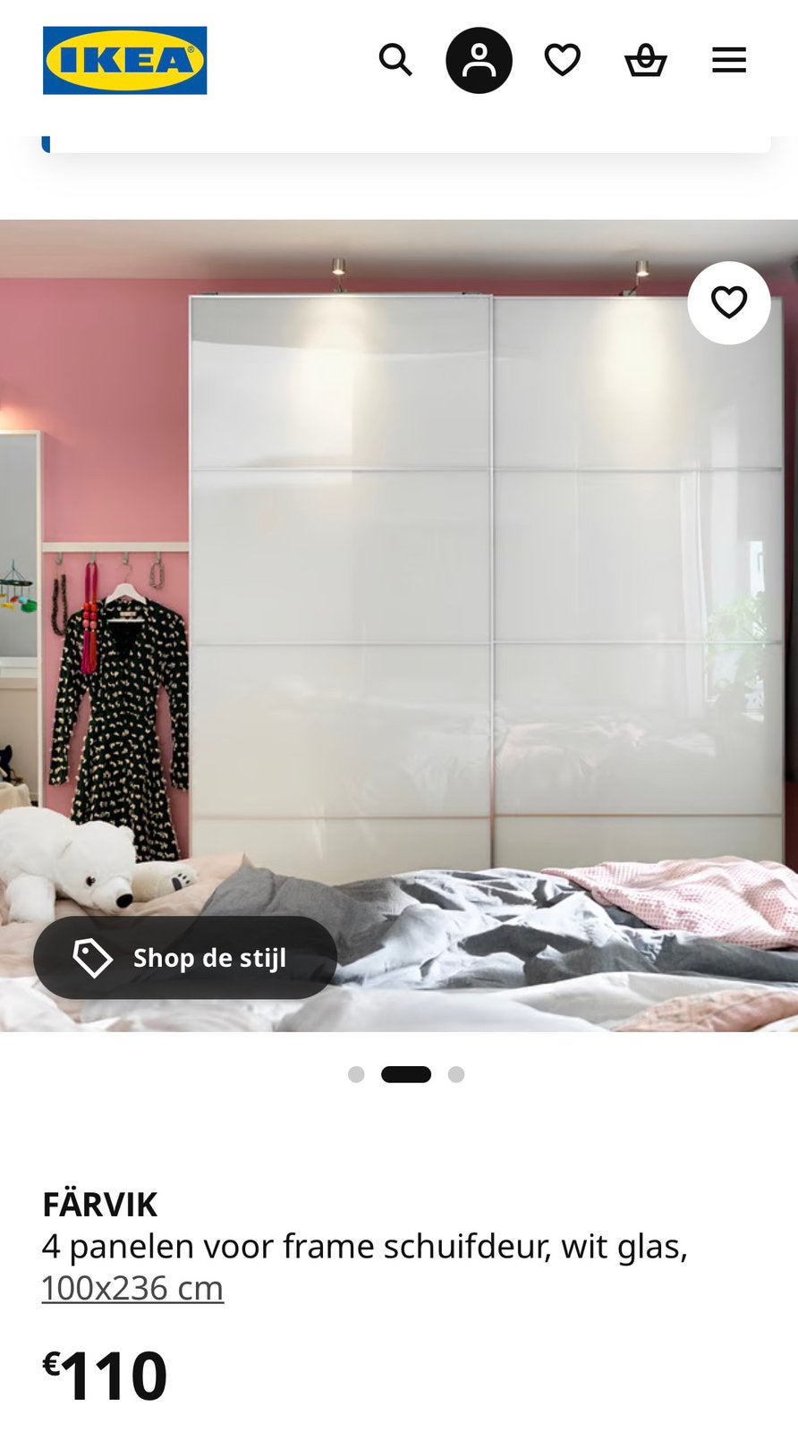 Schuifdeur Ikea Pax met witte glazen panelen, Enlèvement, Comme neuf, Verre