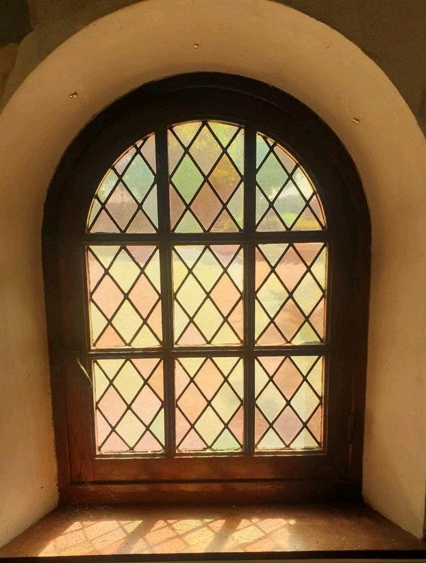 Glas in lood ramen en deur eik, Enlèvement, Utilisé, Fenêtre de façade ou Vitre, Vitrail