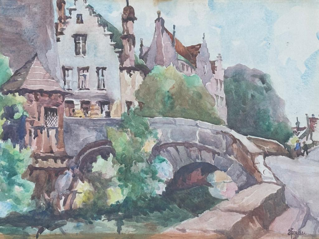 Vue de Bruges - Aquarelle de Jacques De Henau (1931-2014), Antiquités & Art, Enlèvement ou Envoi