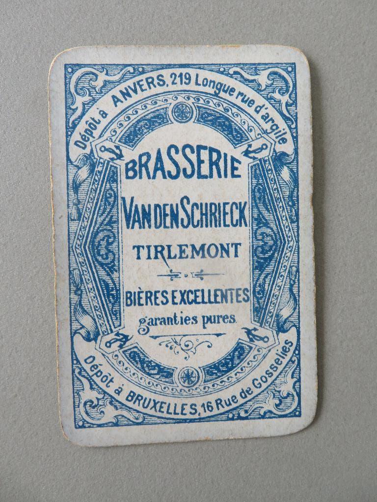 antieke speelkaart Brasserie Van Den Schrieck Tienen, Ophalen of Verzenden, Zo goed als nieuw, Speelkaart(en)