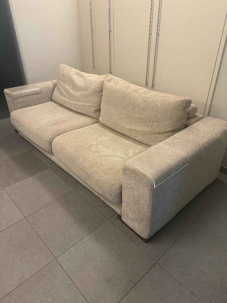 zetel natuzzi met afneembaar en wasbare beige stof, Huis en Inrichting, Zetels | Zetels, Ophalen, Driepersoons, Zo goed als nieuw