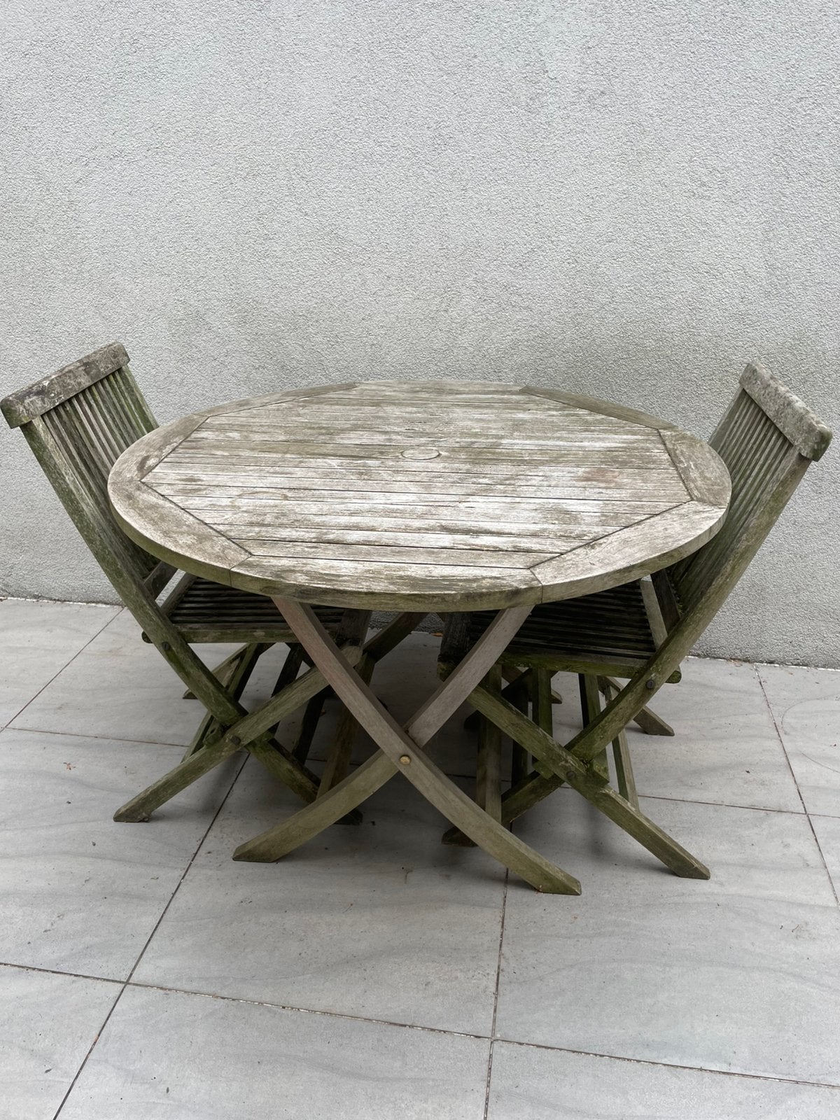 Teak tuintafel met 2 stoelen, Tuin en Terras, Gebruikt, Tuinset, Hout, Ophalen