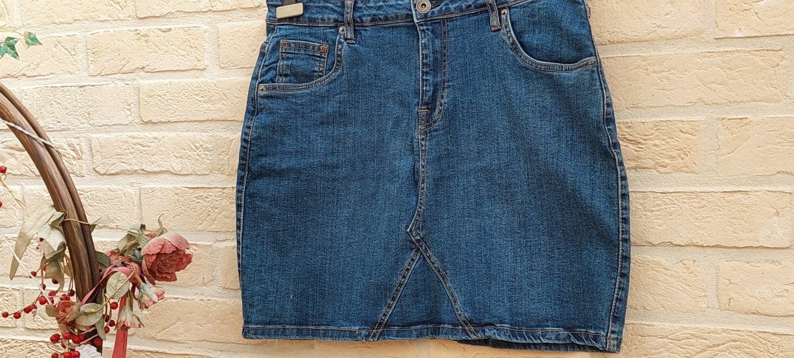 jeansrok maat 42 denim, Denim, Blauw, Maat 42/44 (L), Ophalen of Verzenden