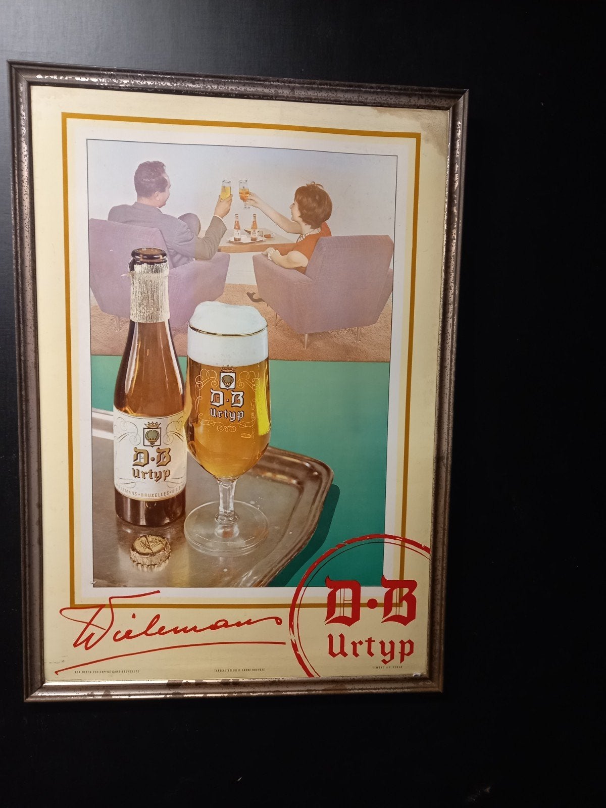 « Vintage original D.B. Urtyp/Wielemans, Enlèvement, Utilisé, Panneau publicitaire
