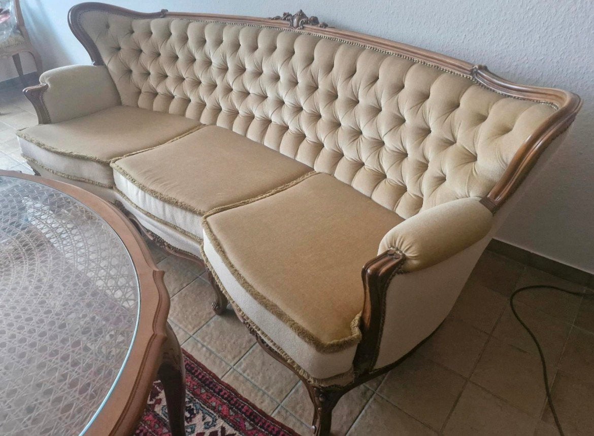 Zetel vintage barok mohair velours chesterfield, Antiek en Kunst, Ophalen