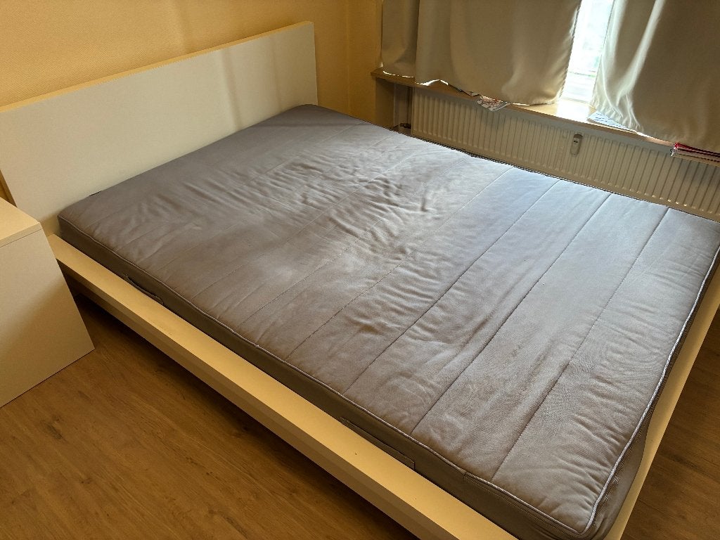 Ikea Malm bed en matras, Ophalen, Gebruikt, Tweepersoons, 140 cm