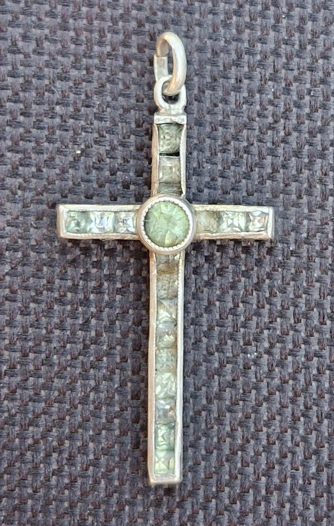 Antiek Zilveren hanger Kruisje zilver 900, Antiek en Kunst, Ophalen, Zilver