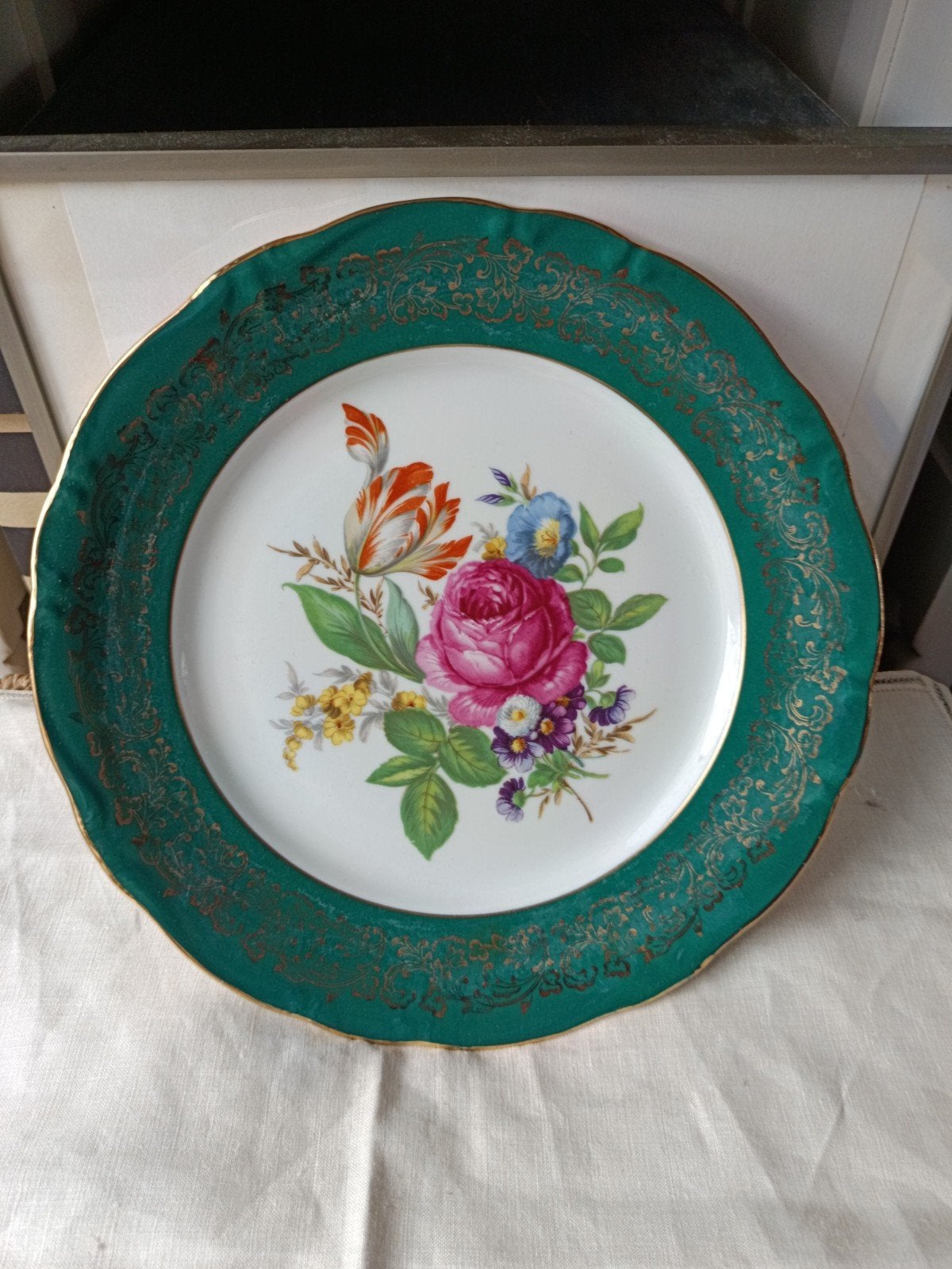 Assiette décorative artisanale vintage Gloria Bayreuth avec, Enlèvement ou Envoi