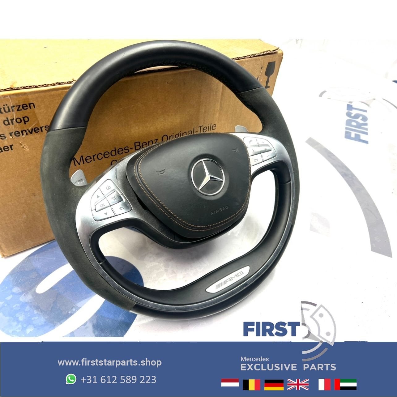 W222 AMG STUUR Mercedes S KLASSE 2013-2020 W222 W217 ZWART M, Gebruikt, -, Ophalen of Verzenden, -