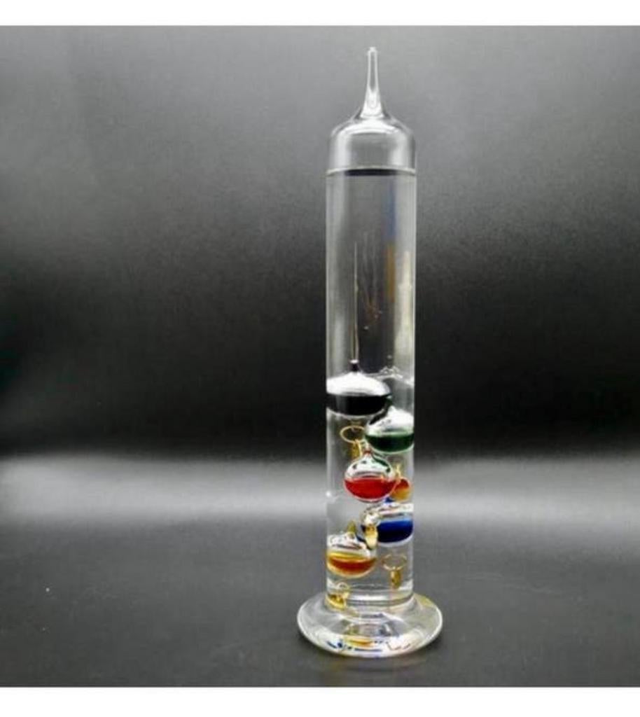Vintage glazen Galileo-thermometer 34 cm vloeistof gevuld, Huis en Inrichting, Woonaccessoires | Thermometers, Zo goed als nieuw