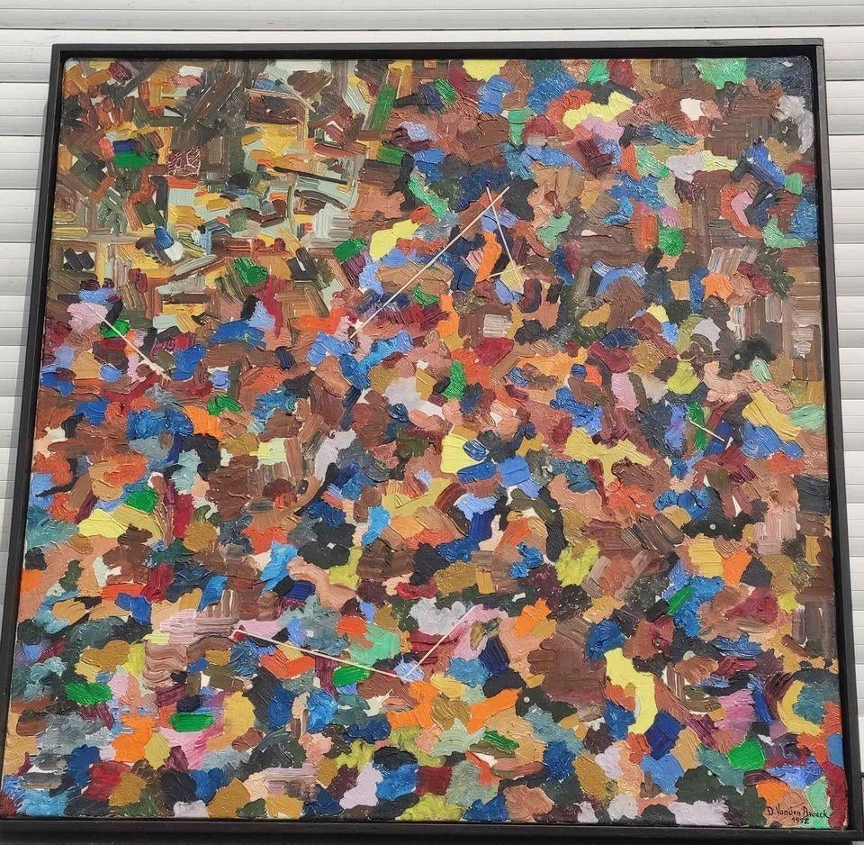 Huile sur toile abstrait signe Daniel van den broeck, Enlèvement ou Envoi