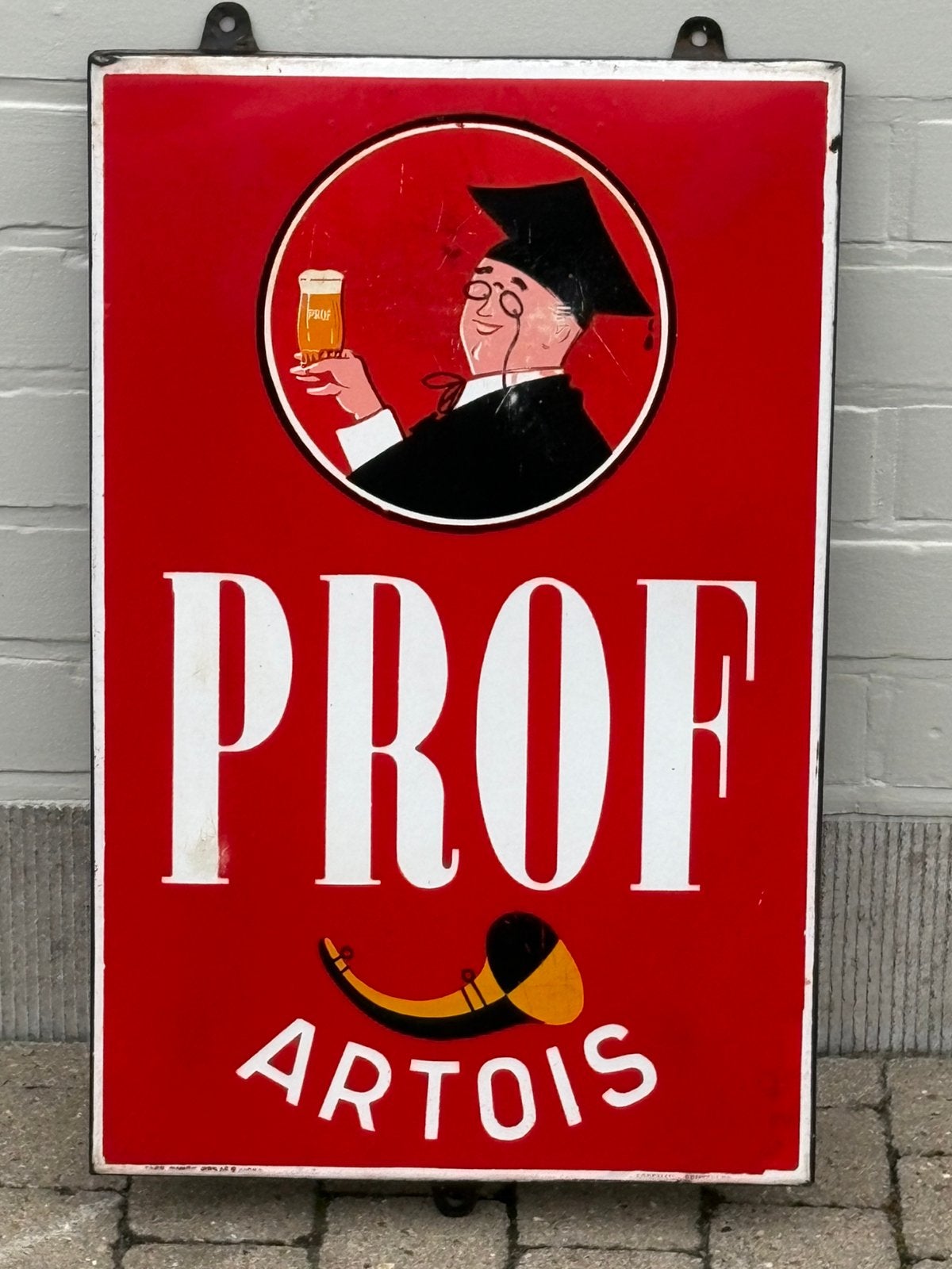 Emaillebord prof Artos 1950, Verzamelen, Ophalen of Verzenden, Zo goed als nieuw, Reclamebord