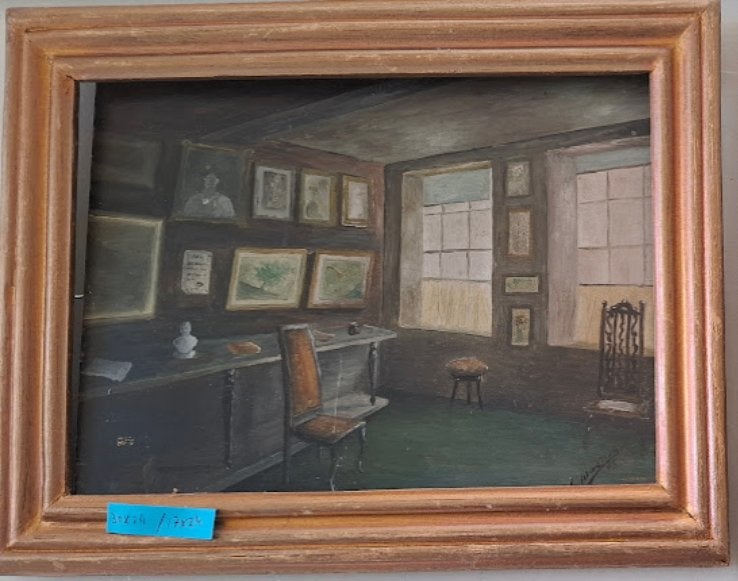 Schilderij - interieur - G. Mortier - gesigneerd, Antiquités & Art, Enlèvement ou Envoi, Peinture à l'huile, Panneau, Classique