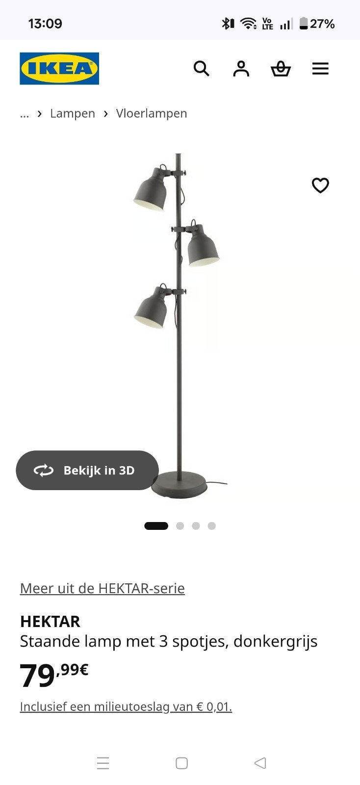 Ikea staanlamp, Enlèvement