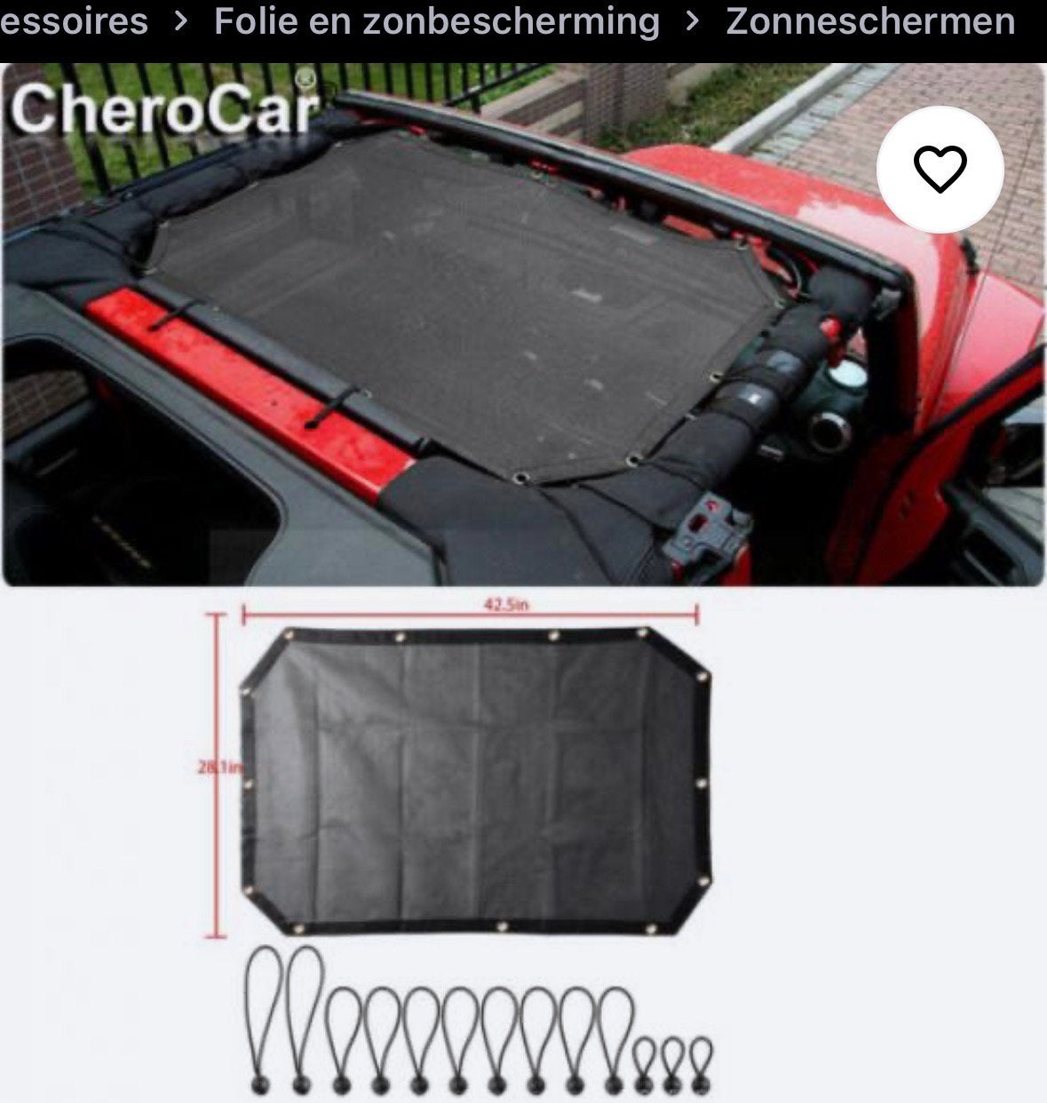 Schaduwdoek Jeep, Ophalen of Verzenden, Jeep