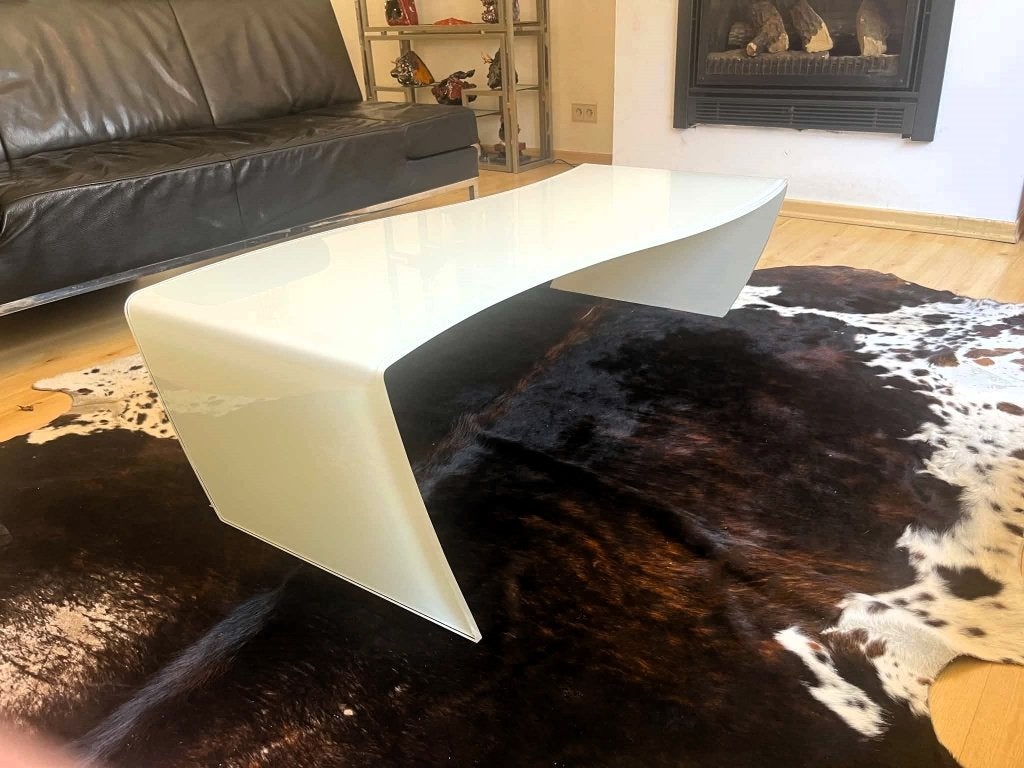 Italiaanse 70's Design salontafel opaline glas, Ophalen, 100 tot 150 cm, 50 tot 100 cm, Design 70's