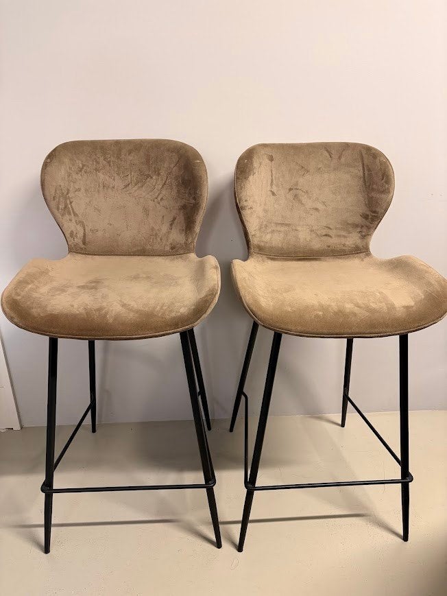 Barkruk (Set) velvet, champagnekleur, 2 tabourets, Enlèvement, Comme neuf, 90 cm ou plus