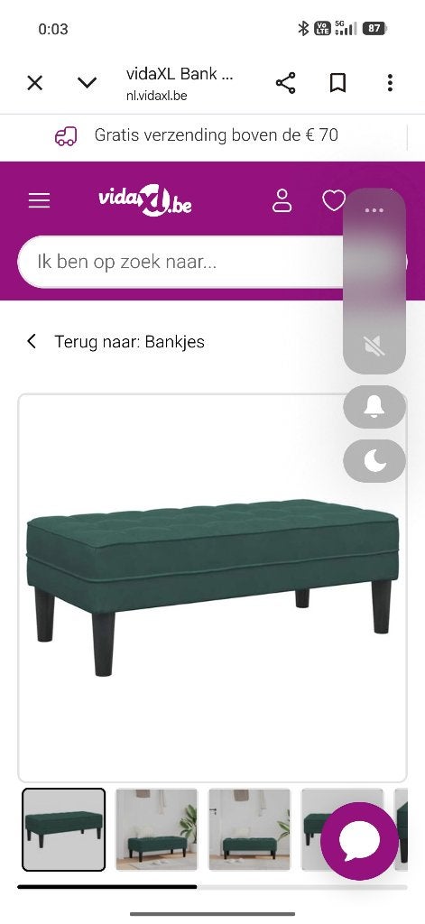 Halbank of voetenbank groen, Ophalen, Minder dan 50 cm, 100 tot 125 cm, Zo goed als nieuw