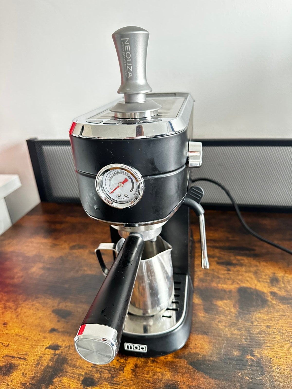 Moa Espressomachine + Melkkan & Tamper, Elektronische apparatuur, Koffiezetapparaten, Ophalen, Gebruikt, Stoompijpje
