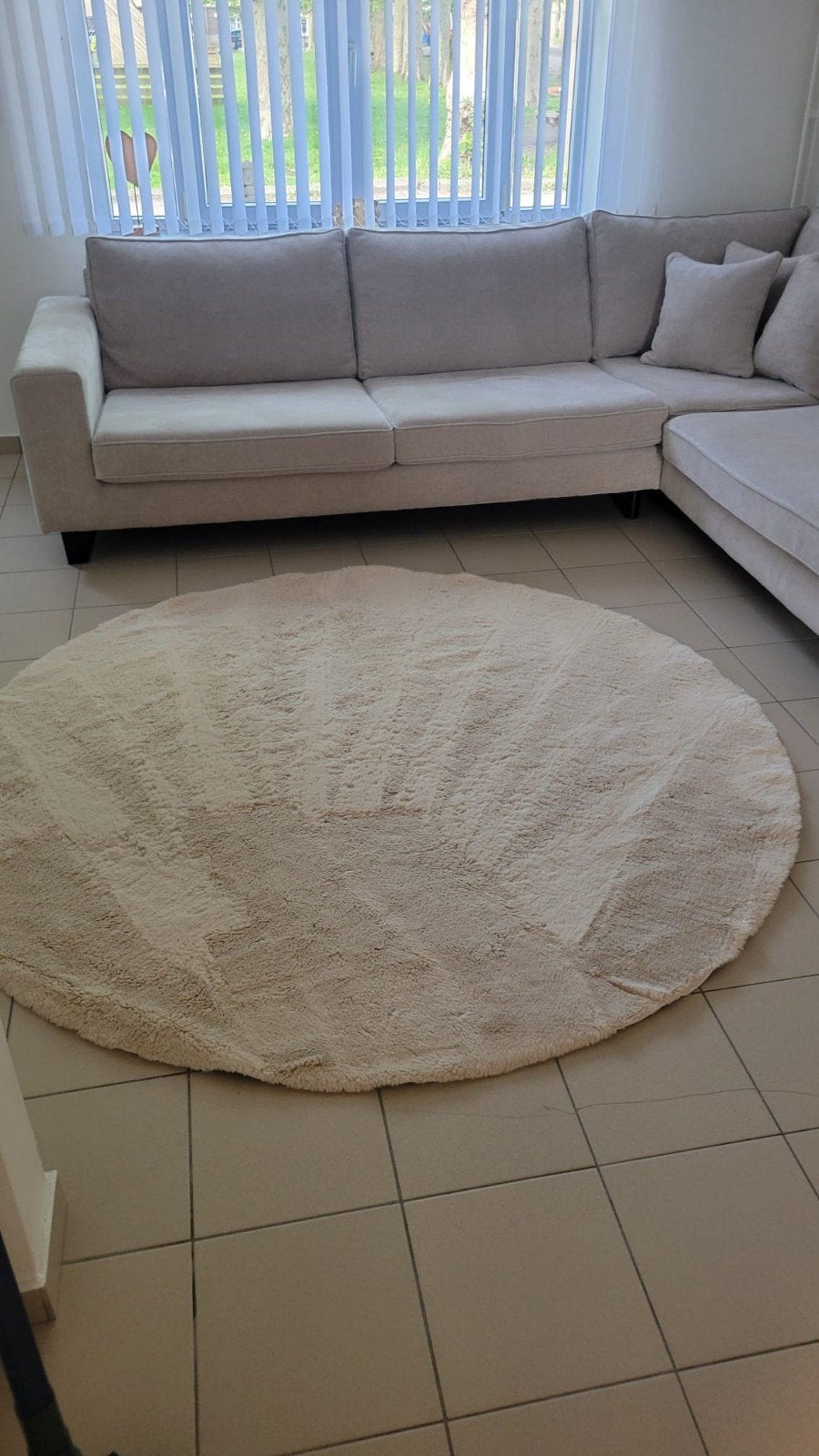 Tapis rond 200cm diamant, Maison & Meubles, Enlèvement, Blanc, Rond