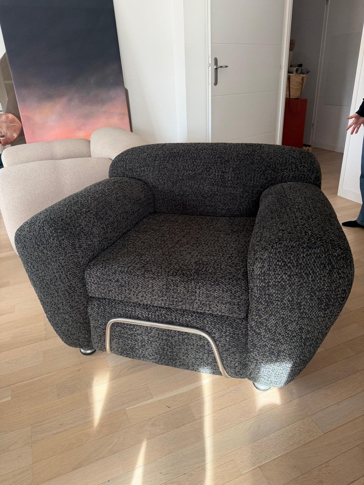 Italiaanse chromen buisfauteuil uit 1970, Ophalen of Verzenden, Stof
