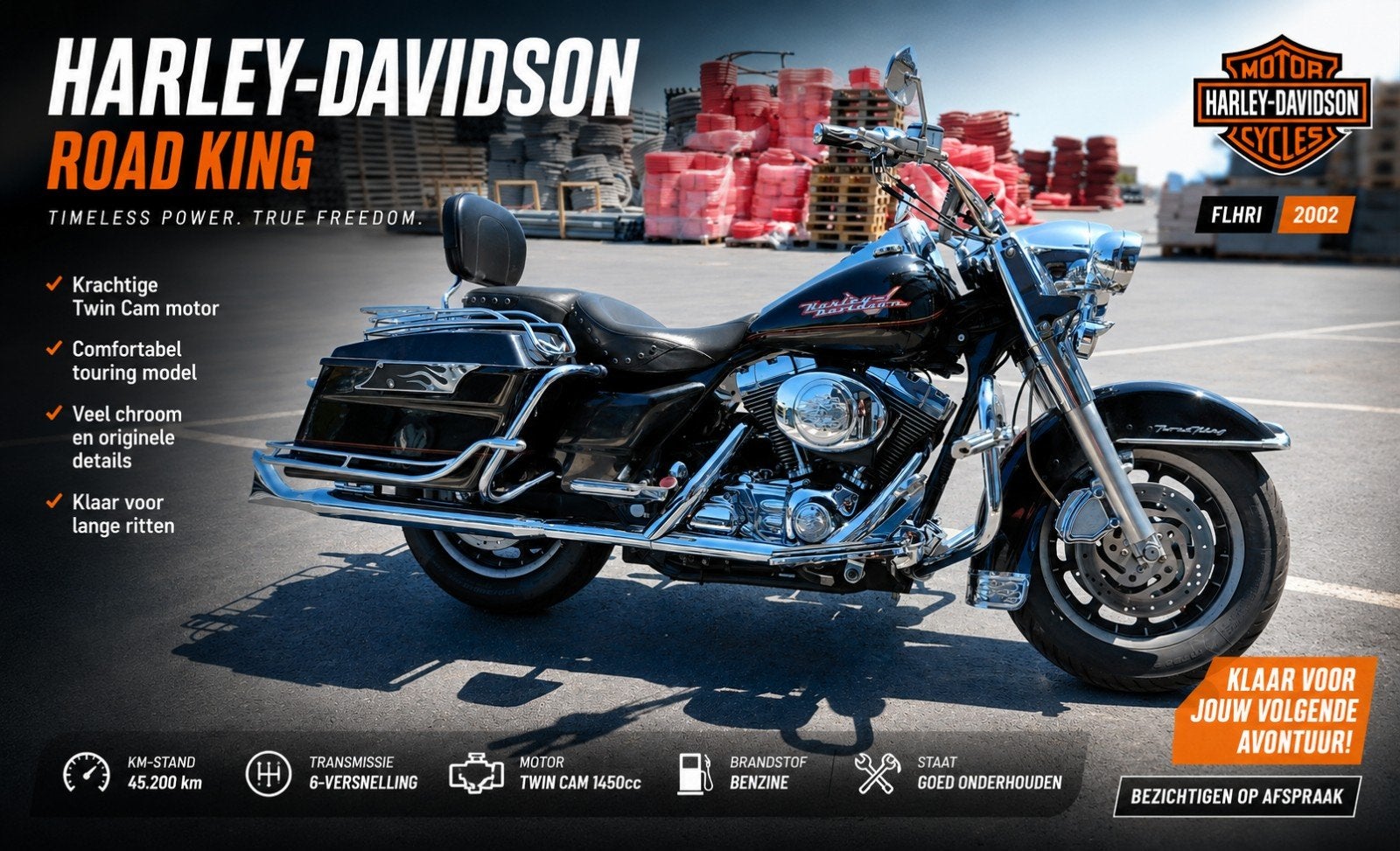 Harley Davidson FLHR road king 1450cc, 2 cilinders, Nieuw, Chopper, Particulier