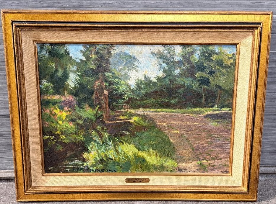Huile sur panneau signe leon houyoux, Enlèvement ou Envoi, Panneau
