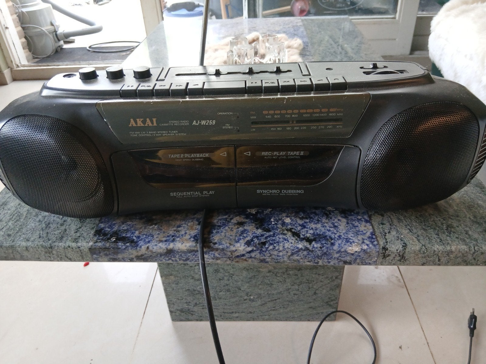 Mooie vintage Akai AJ-W259 Boombox – Dubbel Cassettedeck & R, Ophalen, Dubbel, Akai