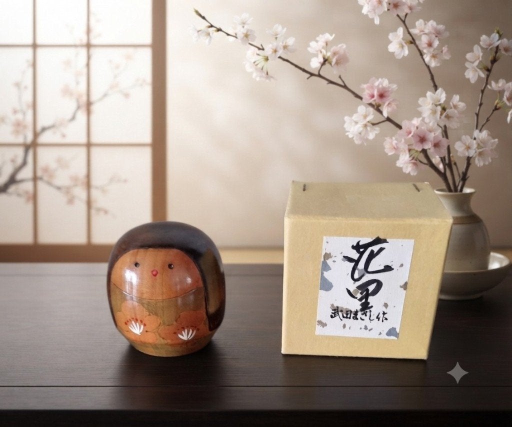 Magnifique kokeshi Hanzanato de Takeda Masashi (1930-2015), 6 cm, Japon, Bois, Fait main