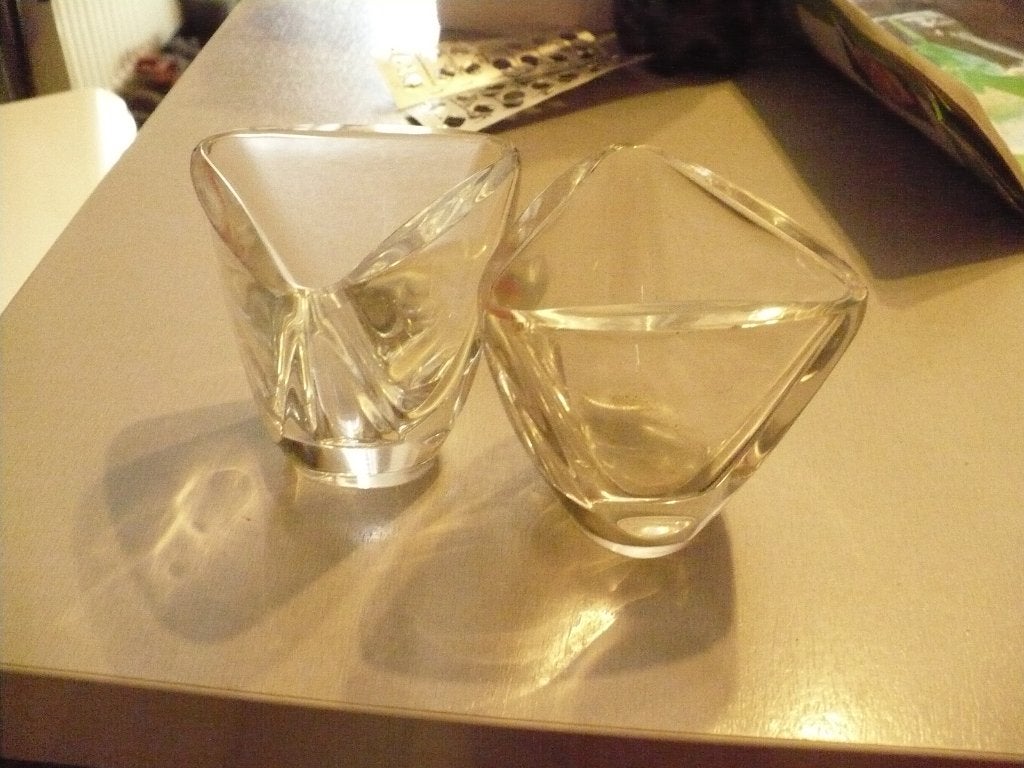 2 vases (tricorne )cristal val st lambert signe, Enlèvement ou Envoi