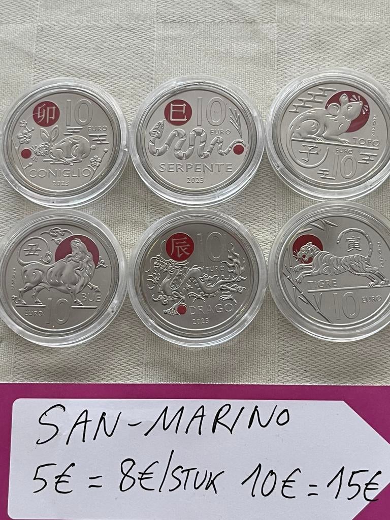 San Marino 10€ Chinese dierenriem, Enlèvement, Saint-Marin, 10 euros, Monnaie en vrac