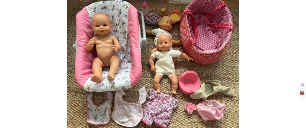 Lot Corolle : poupon, cosy, couffin osier et accessoires, Enlèvement ou Envoi, Comme neuf, Baby Pop
