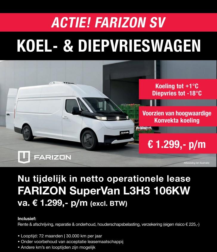 Farizon SV L3H3 106 kWh Koelwagen Vrieswagen 1.299,- per maa, 106 kWh, Parkeersensor, 2420 kg, Wit