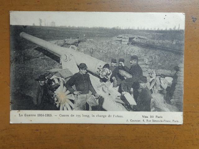 Postkaart Militaria, Canon de 155 long, la charge de l'obus, Envoi, Avant 1920, Affranchie, Politique et Histoire