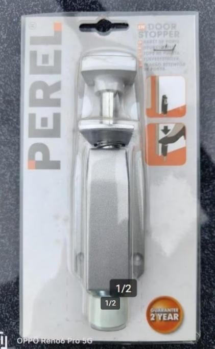 Deurstopper,nieuw in de blister!, Doe-het-zelf en Bouw, Hang- en Sluitwerk, Nieuw, Schuif of Grendel, Chroom, Ophalen of Verzenden