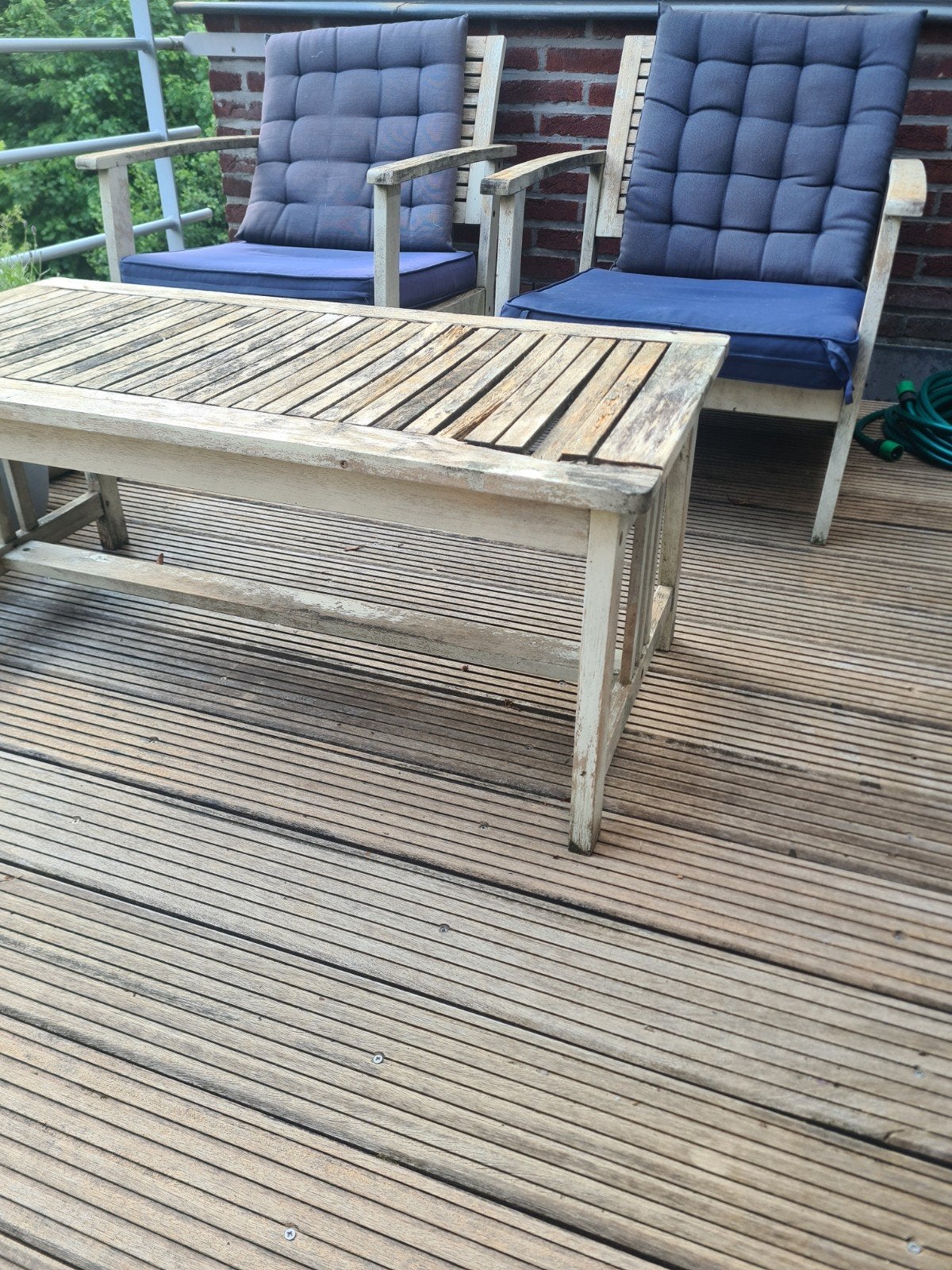 Houten Loungeset, Ophalen, 4 zitplaatsen, Gebruikt, Bank