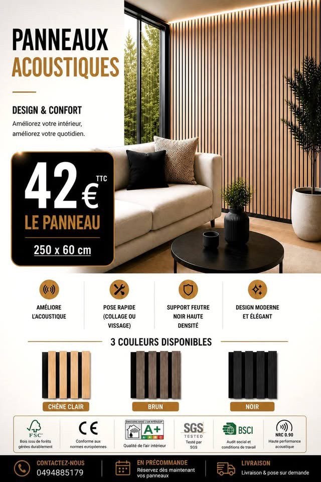 **PROMO** Panneau acoustique mural, Bricolage & Construction, Chauffage & Radiateurs, Enlèvement, Comme neuf