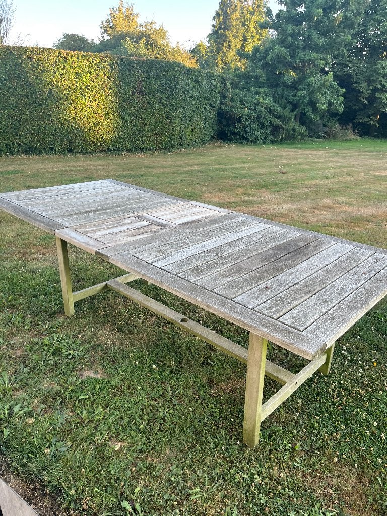 Table en teck à donner, Jardin & Terrasse, Enlèvement, Utilisé, Rectangulaire, Bois de teck