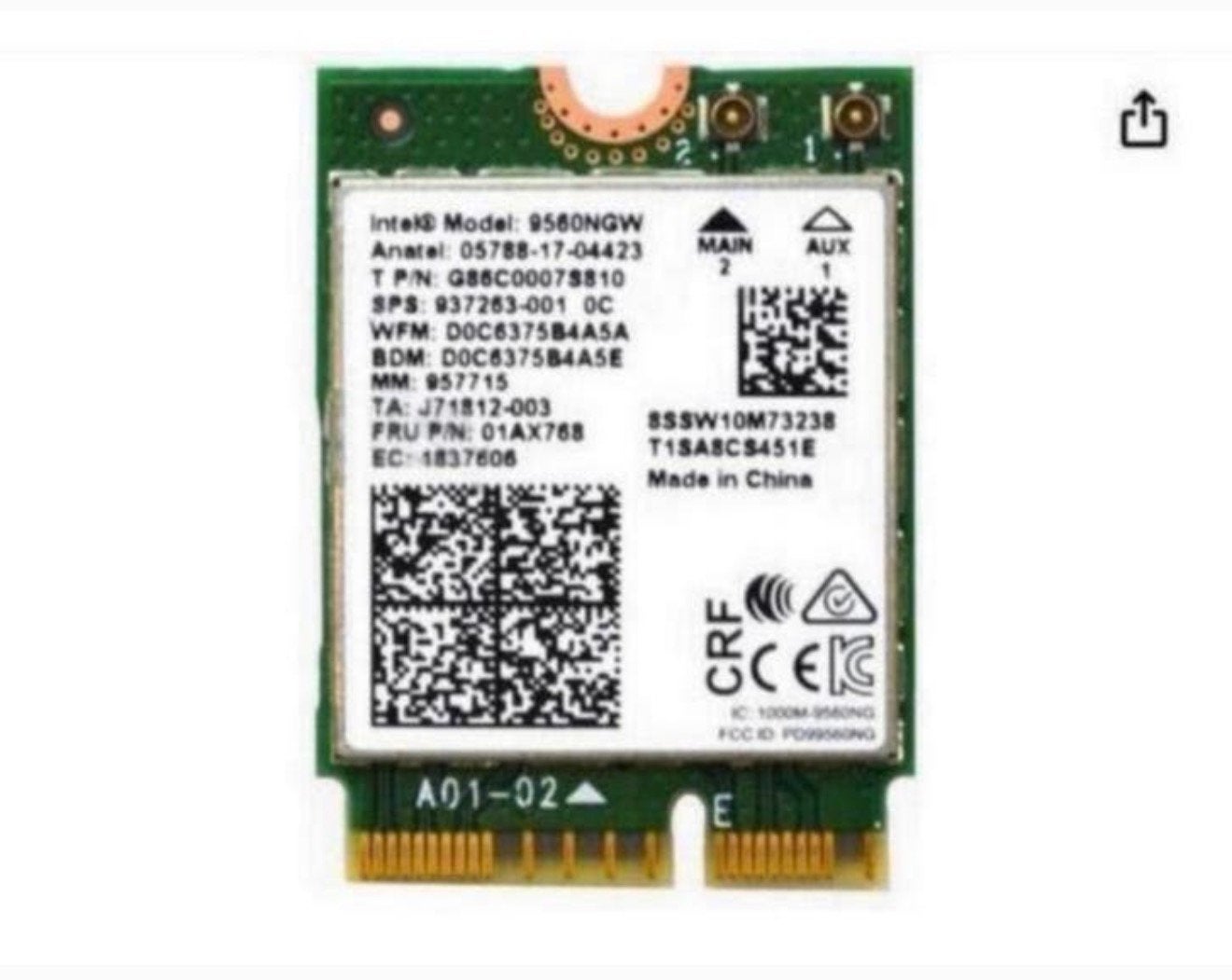 Wi-Fi Intel NGFF Key E sans fil doubl à 1,73 Gbit/s 9560NGW, Informatique & Logiciels, Enlèvement ou Envoi, Neuf, Interne