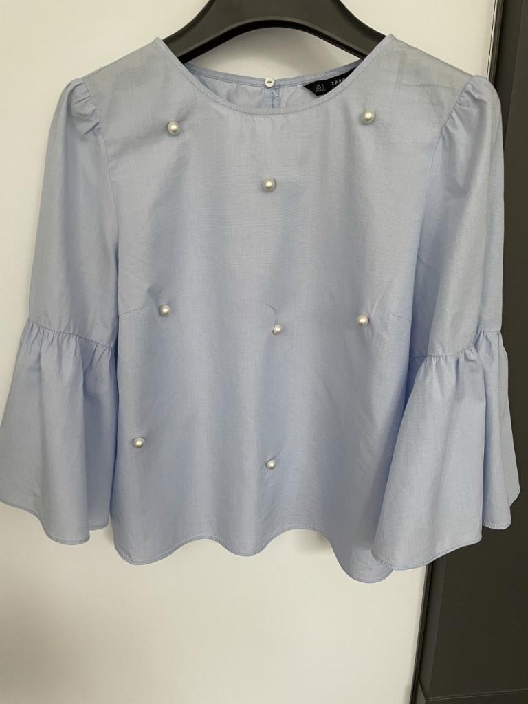 Blouse/chemise bleue à perles taille S, Enlèvement ou Envoi, Comme neuf, Bleu, Zara
