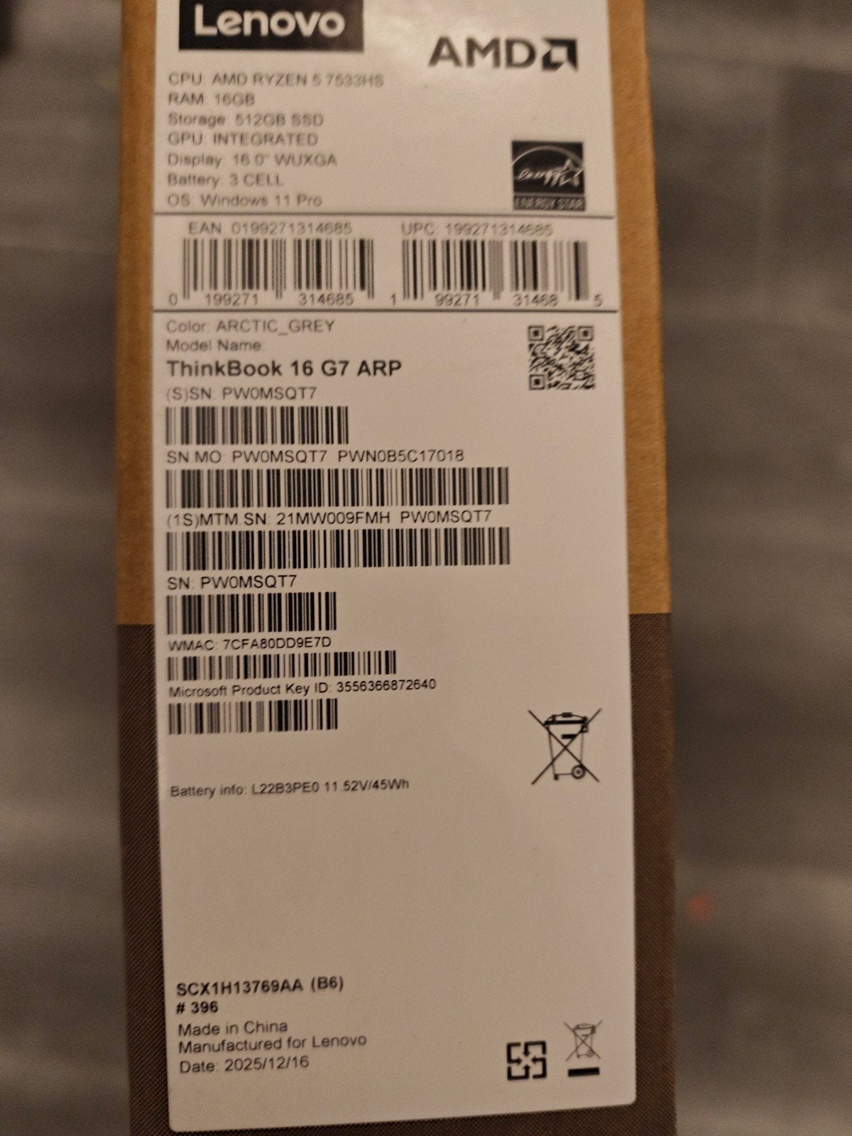 NEUF! LENOVO thinkbook 16 G7 ARP, Enlèvement, Neuf