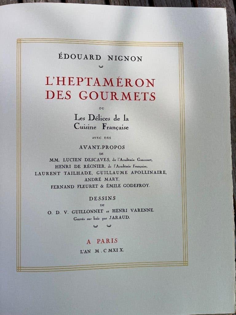 Livre ancien "L'Heptaméron des gourmets" - Cuisine - Nignon, Livres, Livres de cuisine, Edouard Nignon, Enlèvement ou Envoi, France