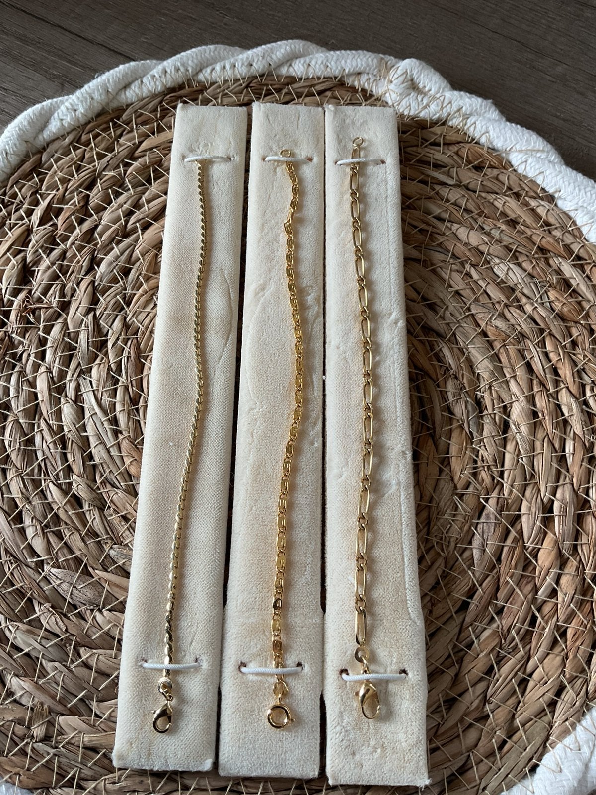 3 nieuwe armbanden 18 cm in plaque or, Handtassen en Accessoires, Armbanden, Ophalen of Verzenden, Nieuw, Goud