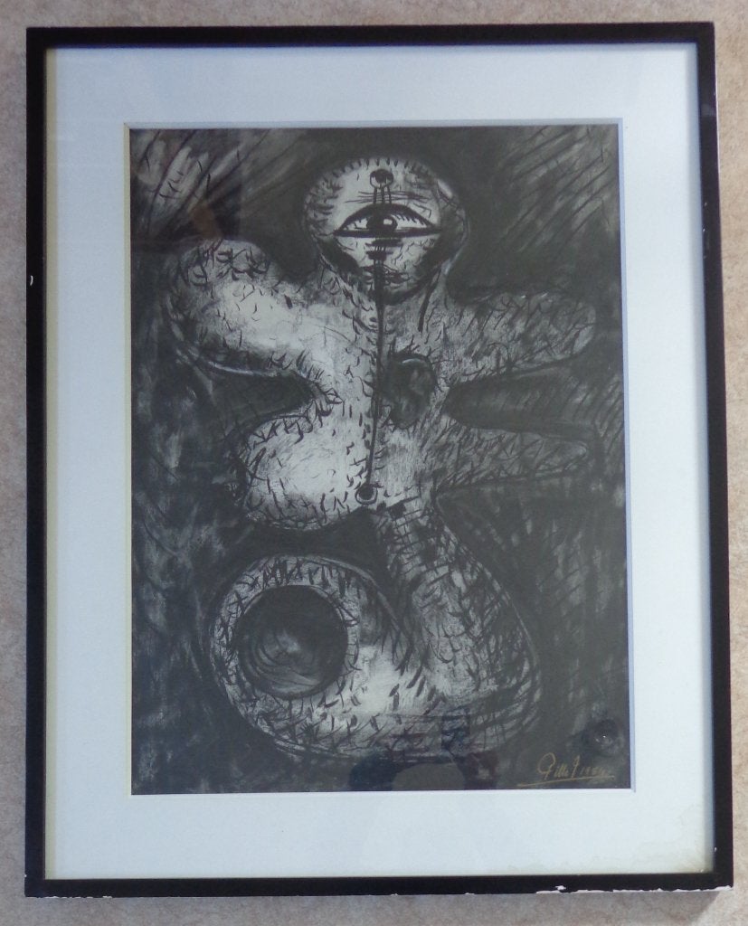 JACQUES PILLE / CYCLOPENBLIK / ORIGINEEL WERK 91x72cm KADER, Ophalen