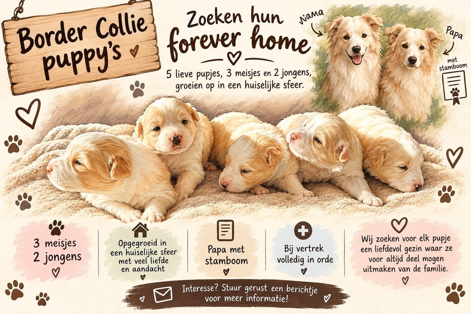 magnifiques chiots border collie, Animaux & Accessoires, 8 à 15 semaines, Colley, Plusieurs, Éleveur | Loisir
