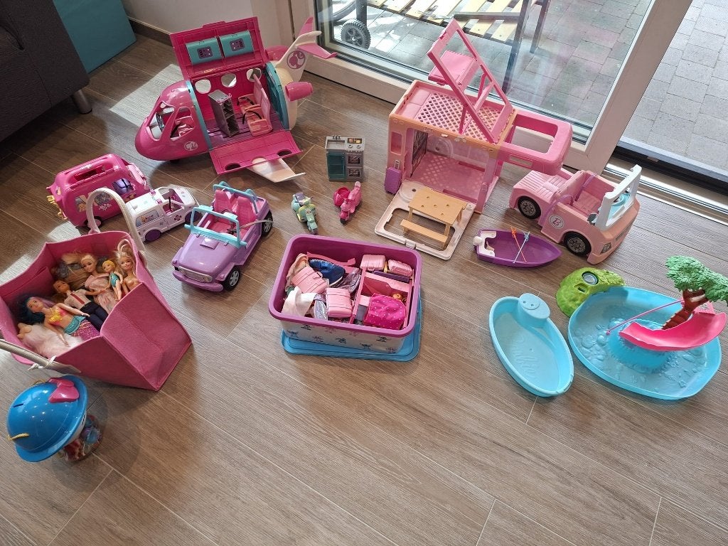 Barbie vliegtuig en camper, Ophalen, Gebruikt, Barbie