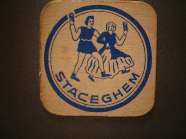 *Bierviltje Staceghem : 94 x 94 mm, Verzamelen, Ophalen of Verzenden, Gebruikt, Viltje(s)
